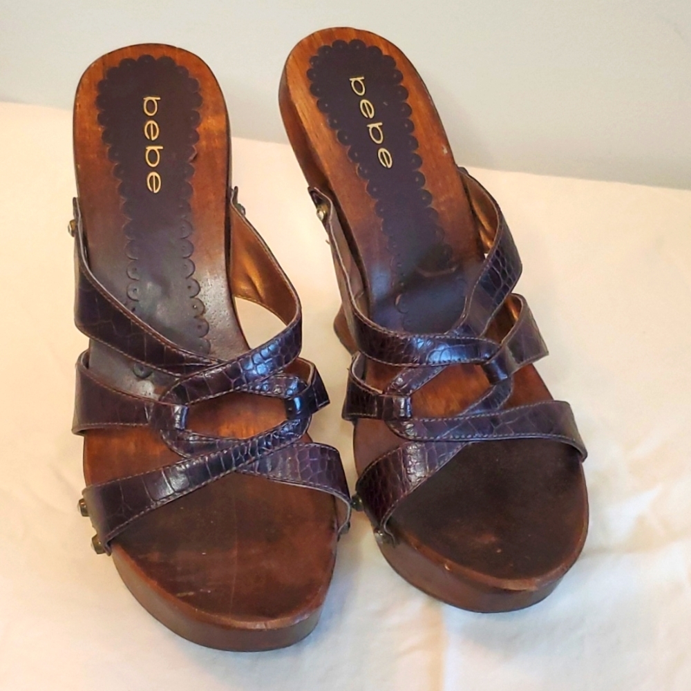 bebe Wooden Platform Wedge